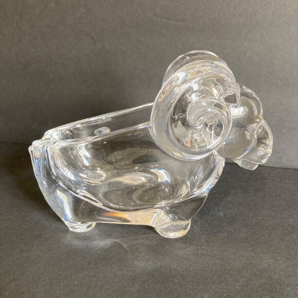 Vannes Le Chatel French Crystal Ram Ashtray Pipe Rest - Picture 2 of 8